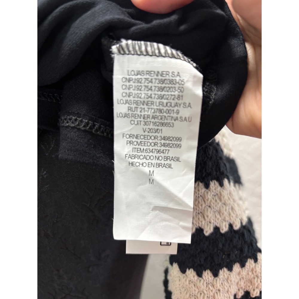 Marfinno Black Crochet Stripe Puff Sleeve Top Viscose Blend Size M - Picture 6 of 7